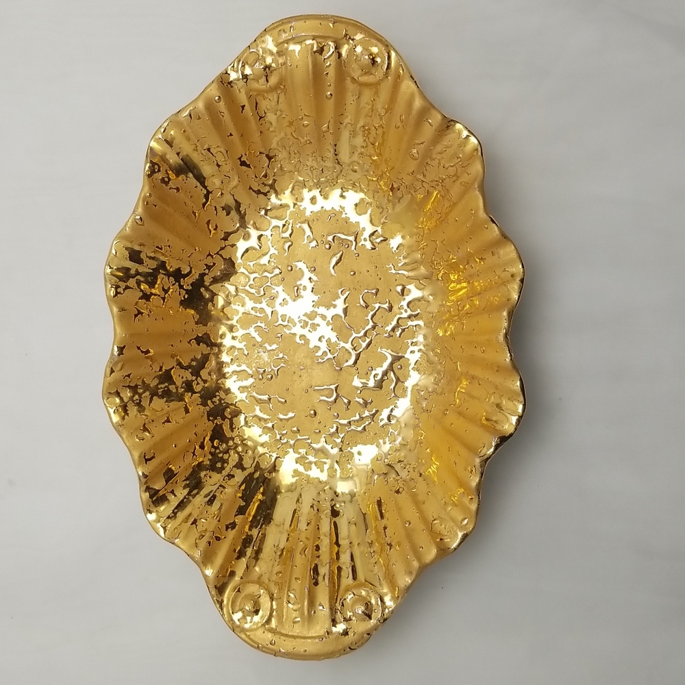 Weeping Gold Glaze 22K Hollywood Regency Style Bowl - Picture 3 of 17
